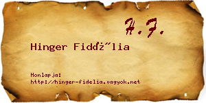 Hinger Fidélia névjegykártya